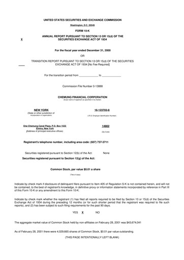 Thumbnail Chemung Financial Corporation 10-K Annual Report 