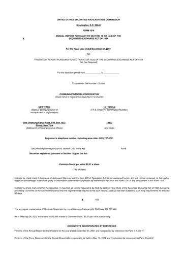 Thumbnail Chemung Financial Corporation 10-K Annual Report 