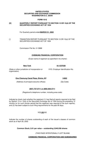 Thumbnail Chemung Financial Corporation 10-Q Quarterly Report FY 