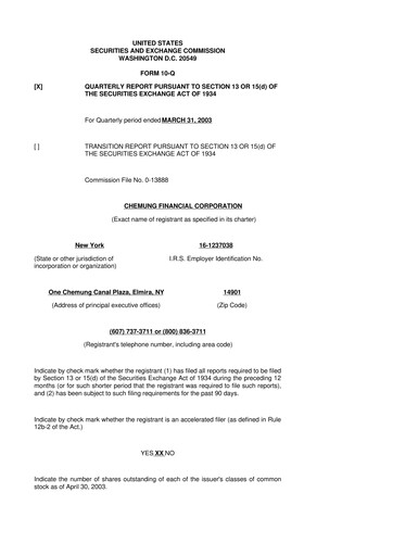 Thumbnail Chemung Financial Corporation 10-Q Quarterly Report FY 