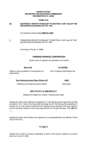 Thumbnail Chemung Financial Corporation 10-Q Quarterly Report FY 