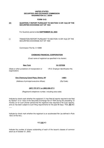 Thumbnail Chemung Financial Corporation 10-Q Quarterly Report FY 