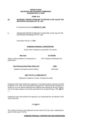 Thumbnail Chemung Financial Corporation 10-Q Quarterly Report FY 