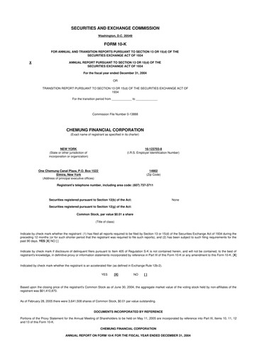 Thumbnail Chemung Financial Corporation 10-K Annual Report 