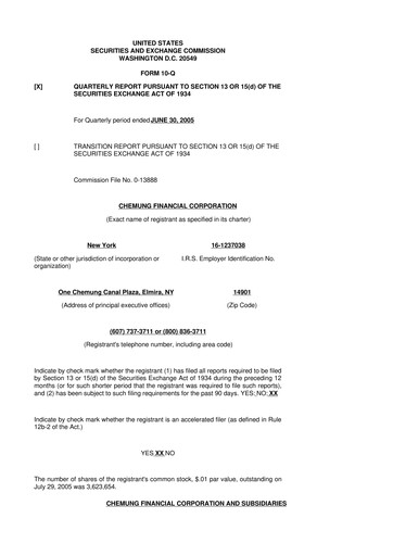Thumbnail Chemung Financial Corporation 10-Q Quarterly Report FY 