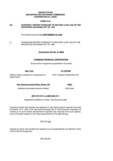 Thumbnail Chemung Financial Corporation 10-Q Quarterly Report FY 