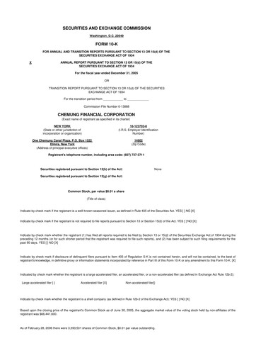 Thumbnail Chemung Financial Corporation 10-K Annual Report 