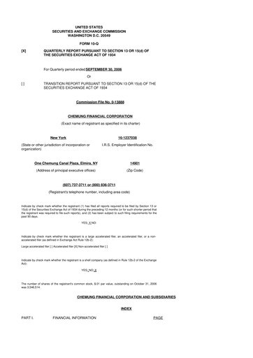 Thumbnail Chemung Financial Corporation 10-Q Quarterly Report FY 