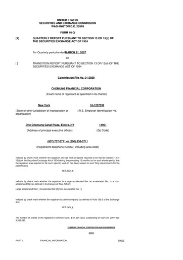 Thumbnail Chemung Financial Corporation 10-Q Quarterly Report FY 