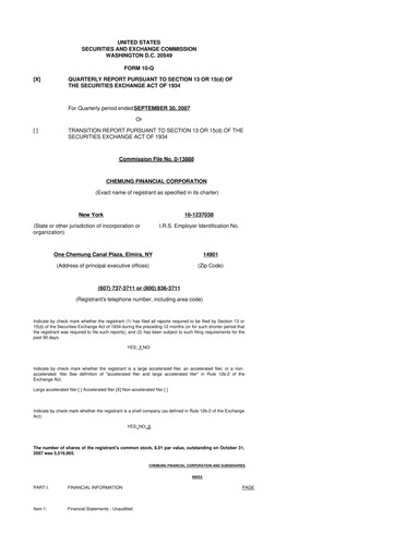 Thumbnail Chemung Financial Corporation 10-Q Quarterly Report FY 