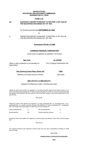 Thumbnail Chemung Financial Corporation 10-Q Quarterly Report FY 