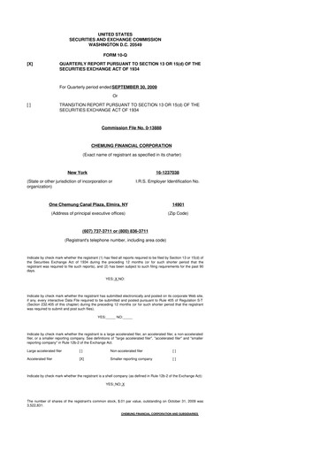 Thumbnail Chemung Financial Corporation 10-Q Quarterly Report FY 