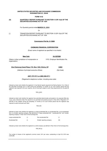Thumbnail Chemung Financial Corporation 10-Q Quarterly Report FY 