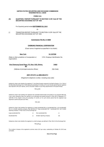 Thumbnail Chemung Financial Corporation 10-Q Quarterly Report FY 