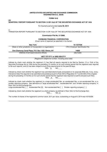 Thumbnail Chemung Financial Corporation 10-Q Quarterly Report FY2014 