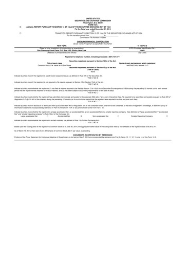 Thumbnail Chemung Financial Corporation 10-K Annual Report 2014