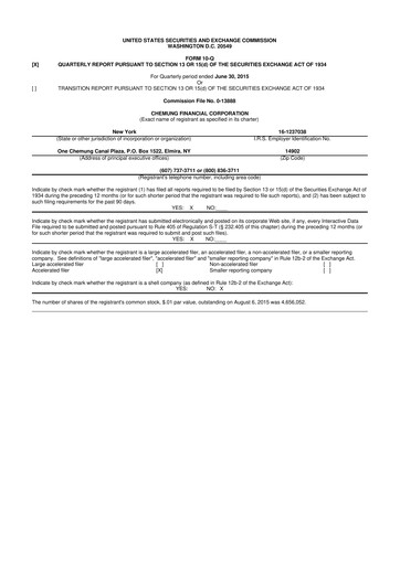 Thumbnail Chemung Financial Corporation 10-Q Quarterly Report FY2015 