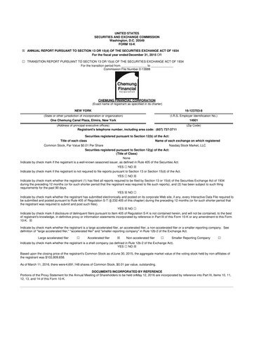 Thumbnail Chemung Financial Corporation 10-K Annual Report 2015
