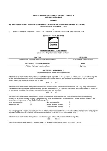 Thumbnail Chemung Financial Corporation 10-Q Quarterly Report FY2017 