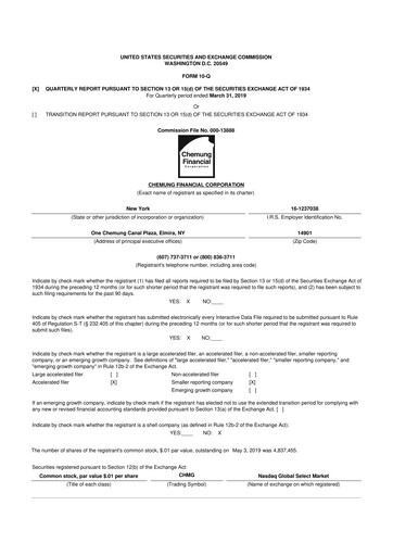 Thumbnail Chemung Financial Corporation 10-Q Quarterly Report FY2019 