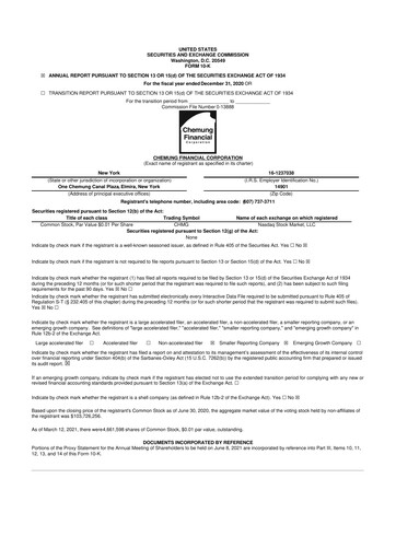 Thumbnail Chemung Financial Corporation 10-K Annual Report 2020
