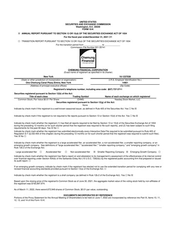 Thumbnail Chemung Financial Corporation 10-K Annual Report 2021
