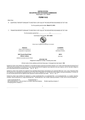 Thumbnail LCI Industries
 10-Q Quarterly Report FY2018 