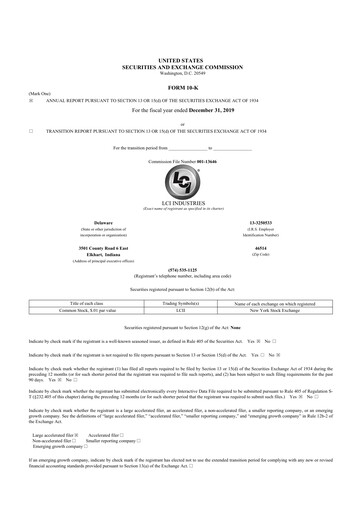 Thumbnail LCI Industries
 10-K Annual Report 2019