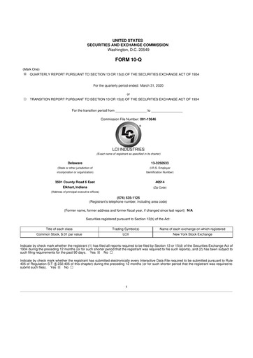 Thumbnail LCI Industries
 10-Q Quarterly Report FY2020 