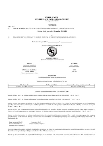 Thumbnail LCI Industries
 10-K Annual Report 2020