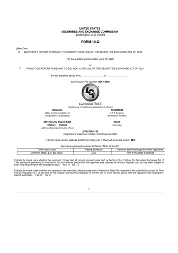 Thumbnail LCI Industries
 10-Q Quarterly Report FY2025 