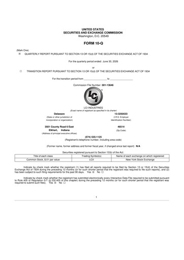 Thumbnail LCI Industries
 10-Q Quarterly Report FY2026 