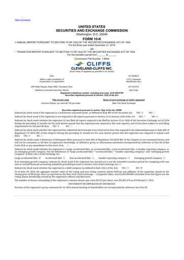 Thumbnail Cleveland-Cliffs 10-K Annual Report 2018