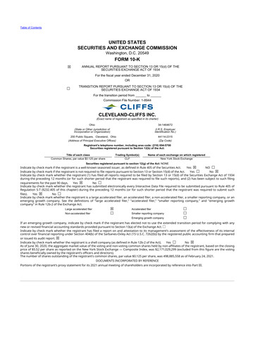 Thumbnail Cleveland-Cliffs 10-K Annual Report 2020