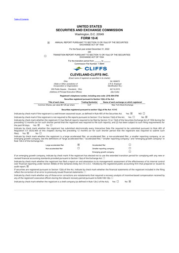 Thumbnail Cleveland-Cliffs 10-K Annual Report 2022