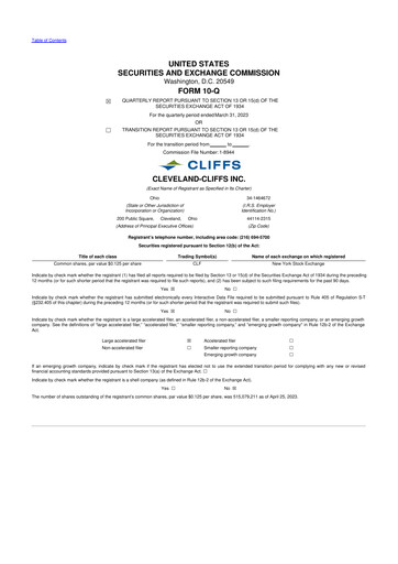 Vorschaubild Cleveland-Cliffs 10-Q Quartalsbericht 2023 