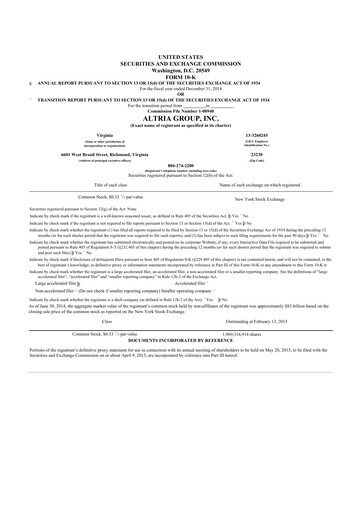 Thumbnail Altria Group 10-K Annual Report 2014