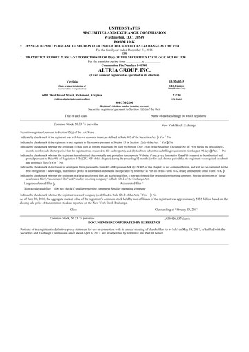 Thumbnail Altria Group 10-K Annual Report 2016