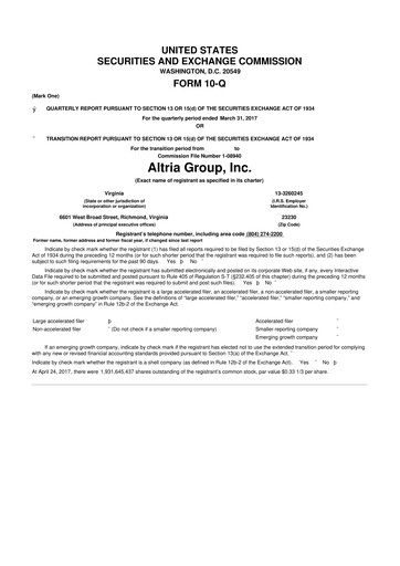 Thumbnail Altria Group 10-Q Quarterly Report FY2017 