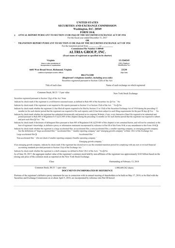 Thumbnail Altria Group 10-K Annual Report 2017