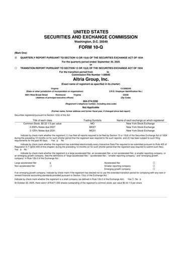 Thumbnail Altria Group 10-Q Quarterly Report FY2025 