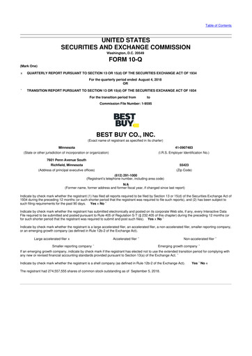 Thumbnail Best Buy 10-Q Quarterly Report FY2019 