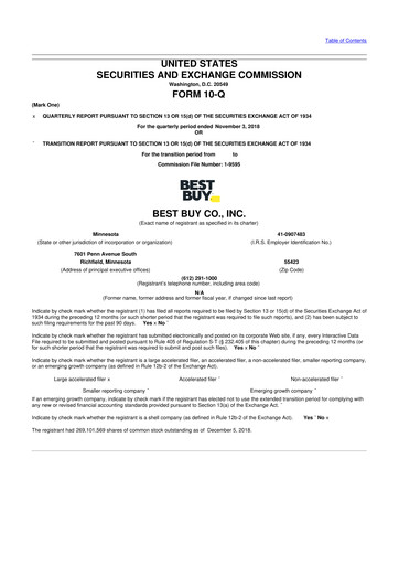 Thumbnail Best Buy 10-Q Quarterly Report FY2019 