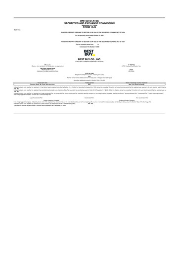 Thumbnail Best Buy 10-Q Quarterly Report FY2020 