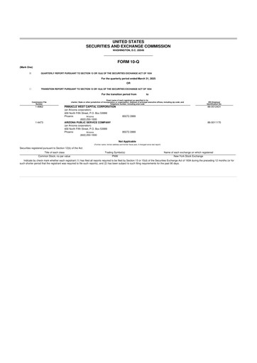 Thumbnail Pinnacle West Capital
 10-Q Quarterly Report FY 