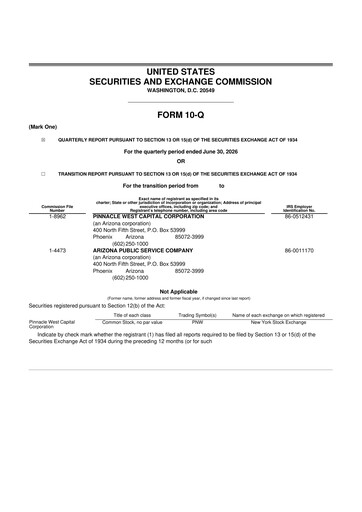 Thumbnail Pinnacle West Capital
 10-Q Quarterly Report FY 