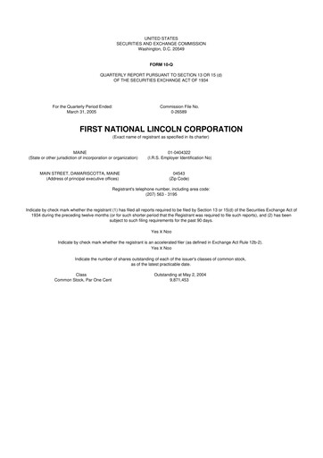 Thumbnail First Bancorp 10-Q Quarterly Report FY 
