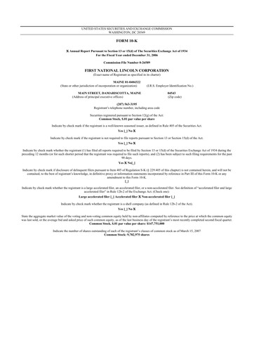 Thumbnail First Bancorp 10-K Annual Report 