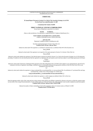 Thumbnail First Bancorp 10-K Annual Report 