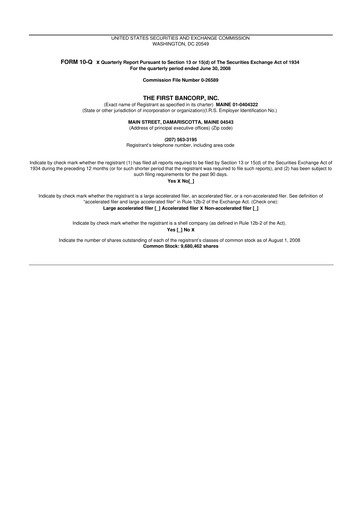 Thumbnail First Bancorp 10-Q Quarterly Report FY 